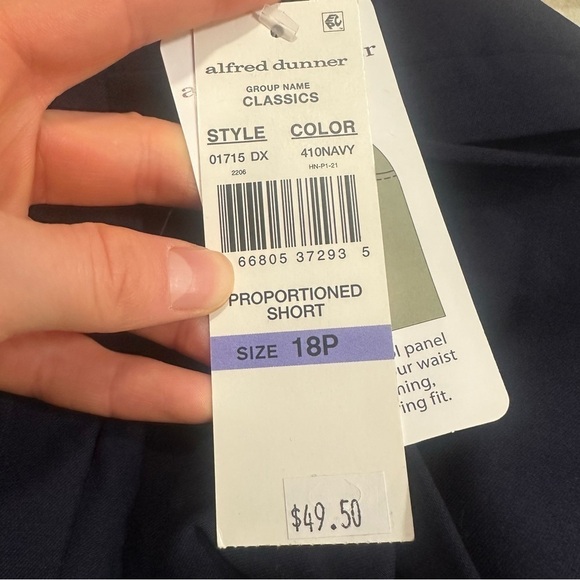 Alfred dunner modern fit pull on straight leg pants navy petite plus size - Picture 4 of 4